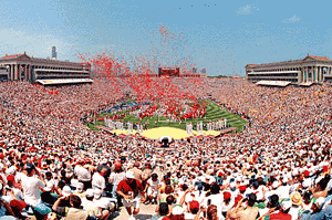 Above: Plebians gather at Chicago's Soldier Field to enjoy the grand spectacle of mighty sporting contests.